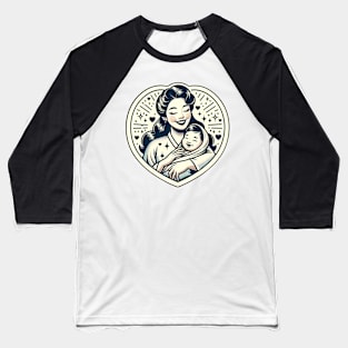 Vintage Motherhood Love Heart Symbol of Maternal Affection Baseball T-Shirt